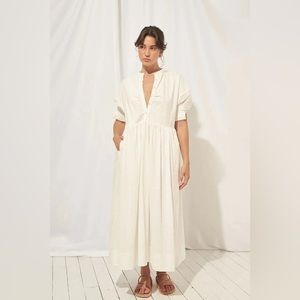 MØN RENN - Lumiere Anglaise Midi Dress White